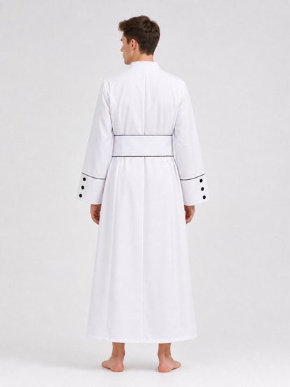 Carnival Robe with Crosses, White with Black Trim