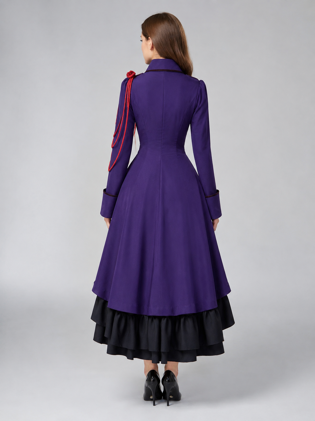 Long Gothic Dress with a High Collar back view