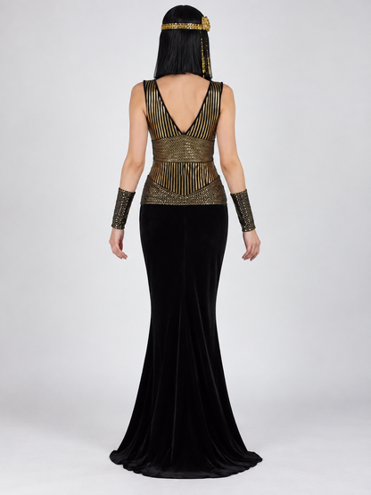 Black and Gold Egyptian-Style Carnival Costume back view