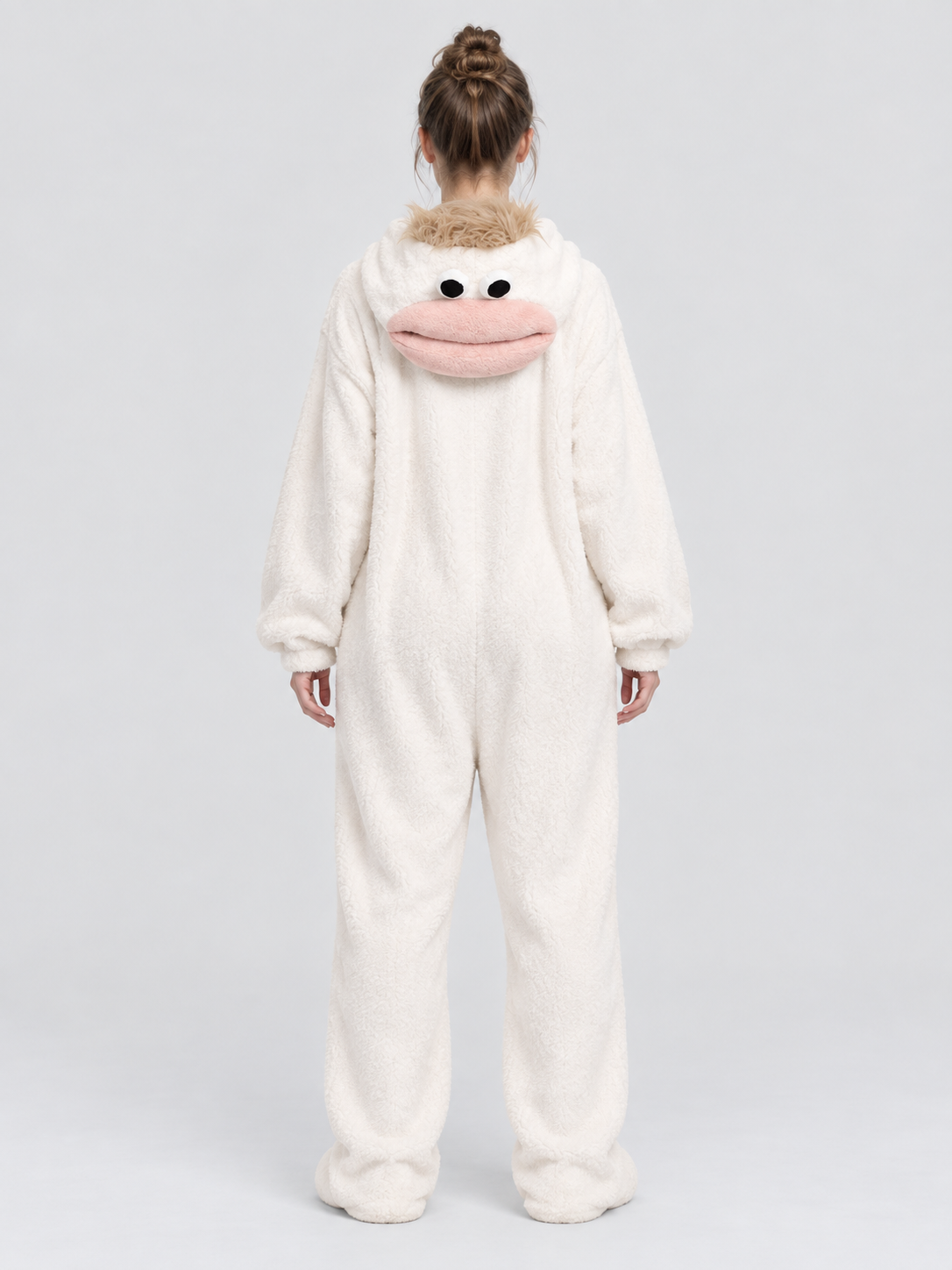 White Loungewear Pajama Jumpsuit with Cartoon Design