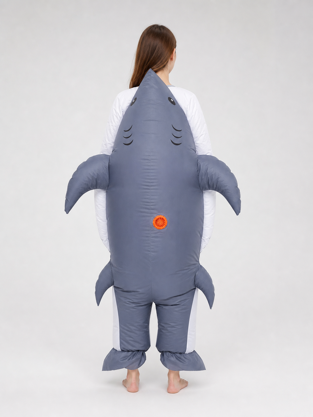 Inflatable shark costume, gray, one size