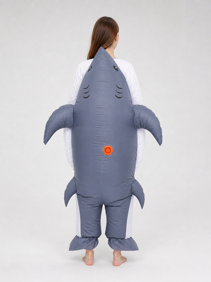 Inflatable shark costume, gray, one size