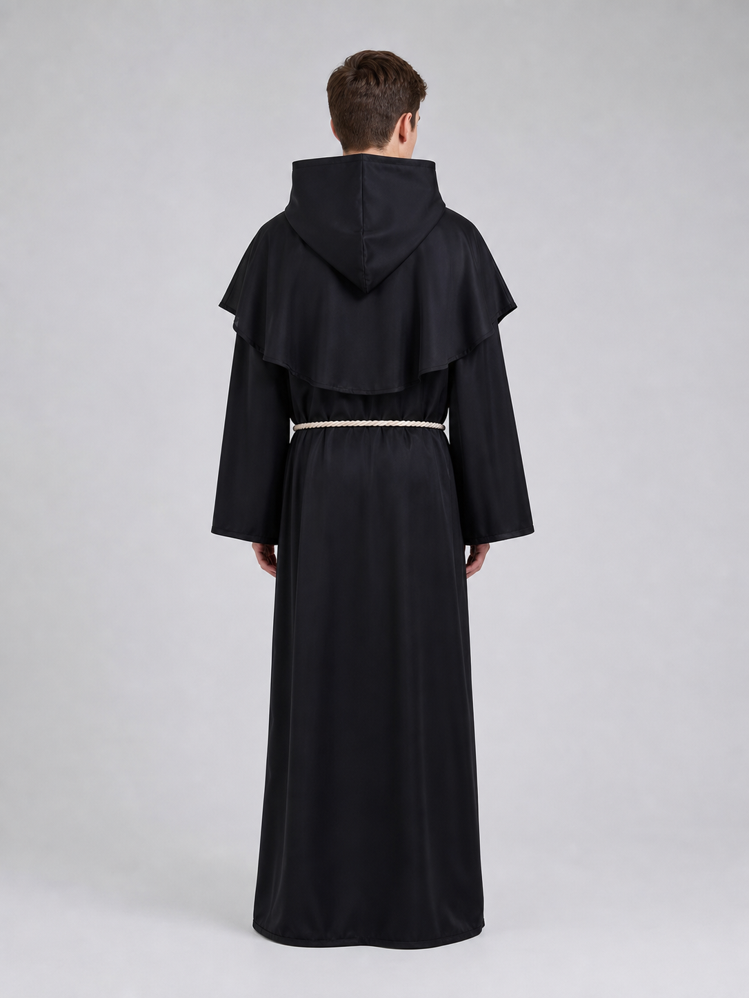 Black Hooded Robe Costume, Medieval Look