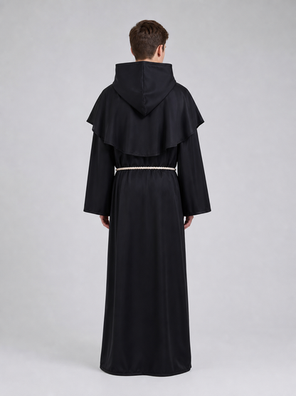 Black Hooded Robe Costume, Medieval Look