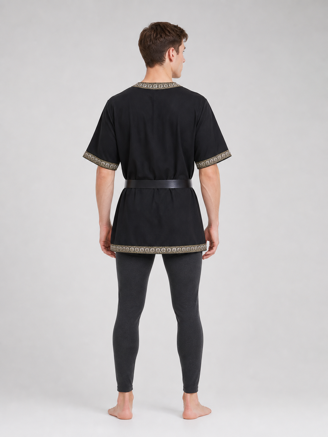 Black Tunic with V-Neckline and Belt