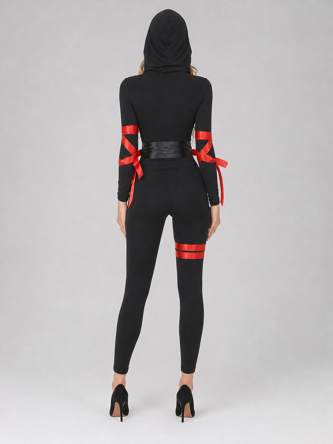 Black Hooded Ninja Jumpsuit Costume for Cosplay