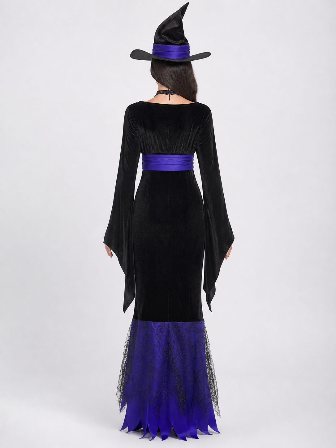 Witch Costume: Dress with Belt and Lace Trim