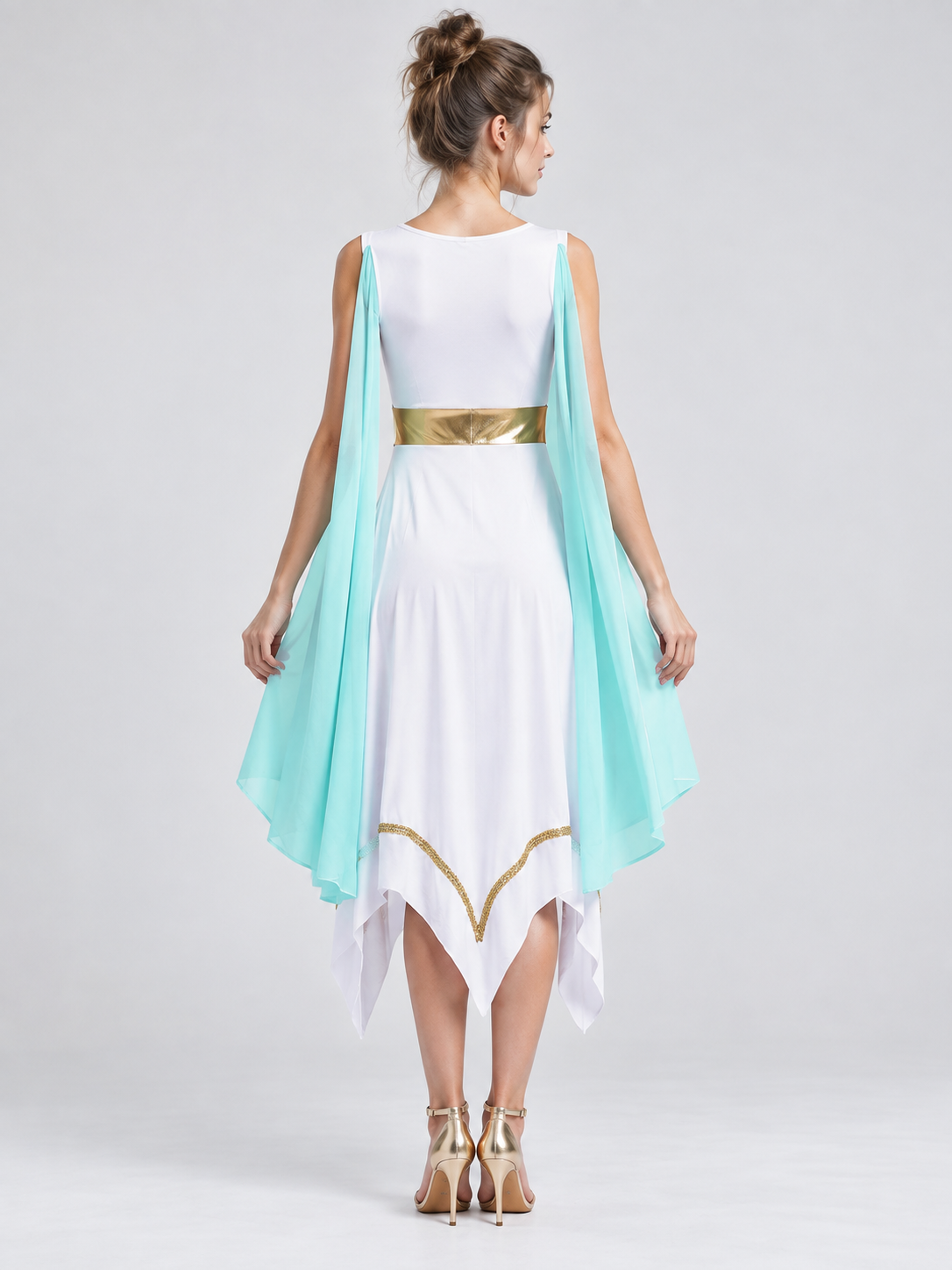 Antique-Style Carnival Dress with Gold Trim