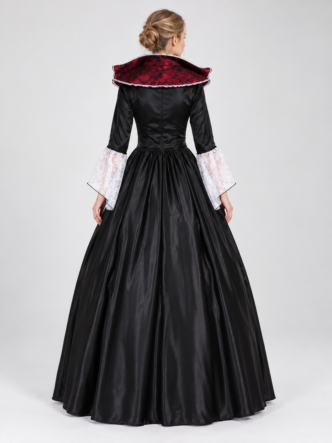 Gothic Vampire Costume with Floor-Length Dress back view