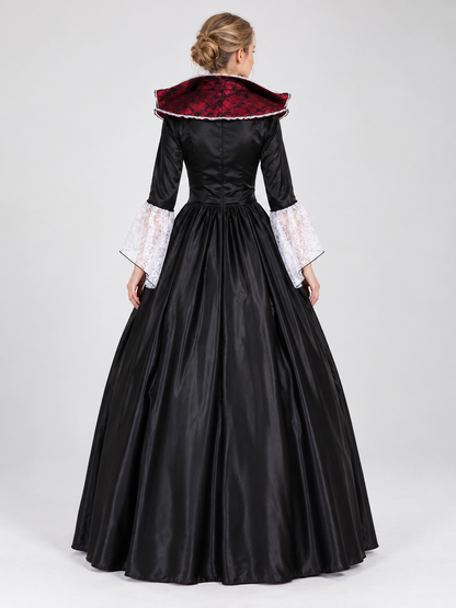 Gothic Vampire Costume with Floor-Length Dress back view