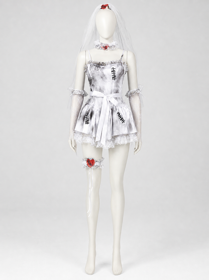 Gothic Halloween Costume Dress with Lace