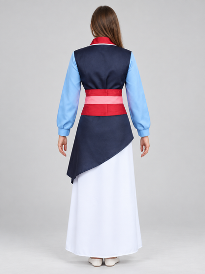 Chinese-Style Costume with Long Skirt and Wide Belt