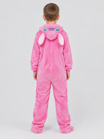 One-Piece Flannel Hooded Pajama Jumpsuit with Ears