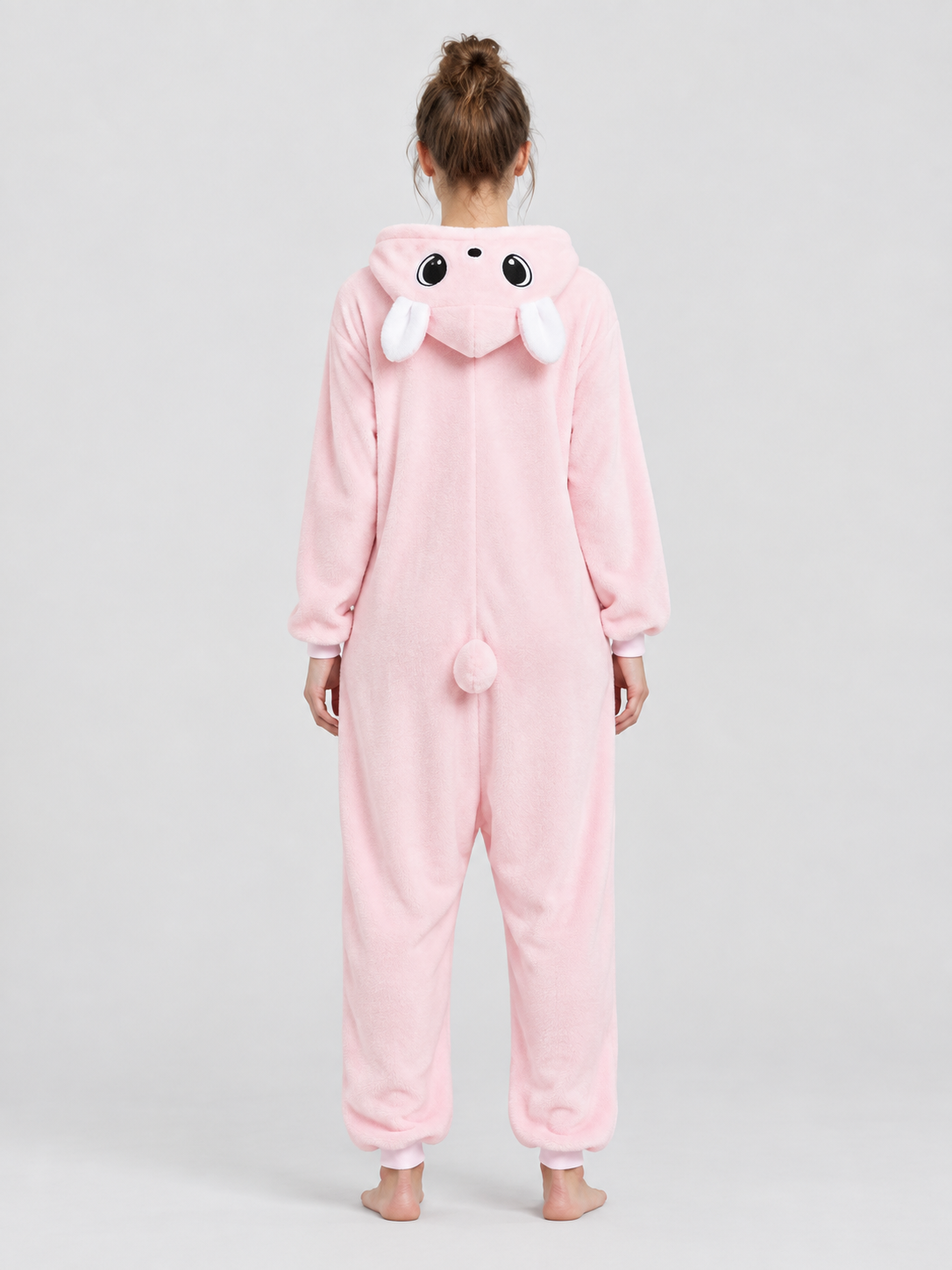 Flannel Pajama Jumpsuit with Hood and Ears