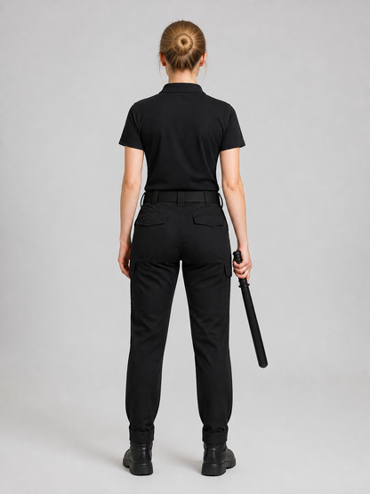 Black Telescopic Baton with Non-Slip Grip back view
