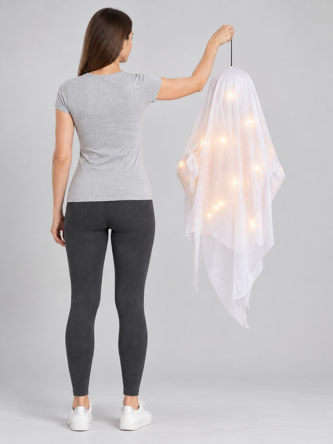 Halloween Hanging Decoration Glowing Ghost with Bowl