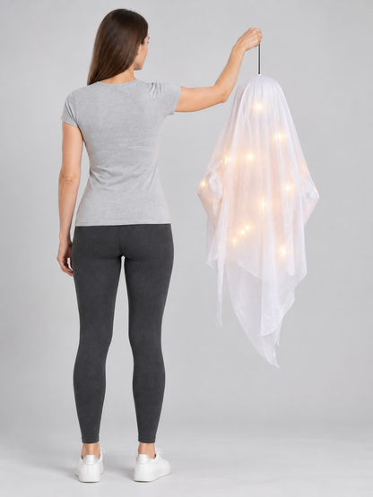 Halloween Hanging Decoration Glowing Ghost with Bowl