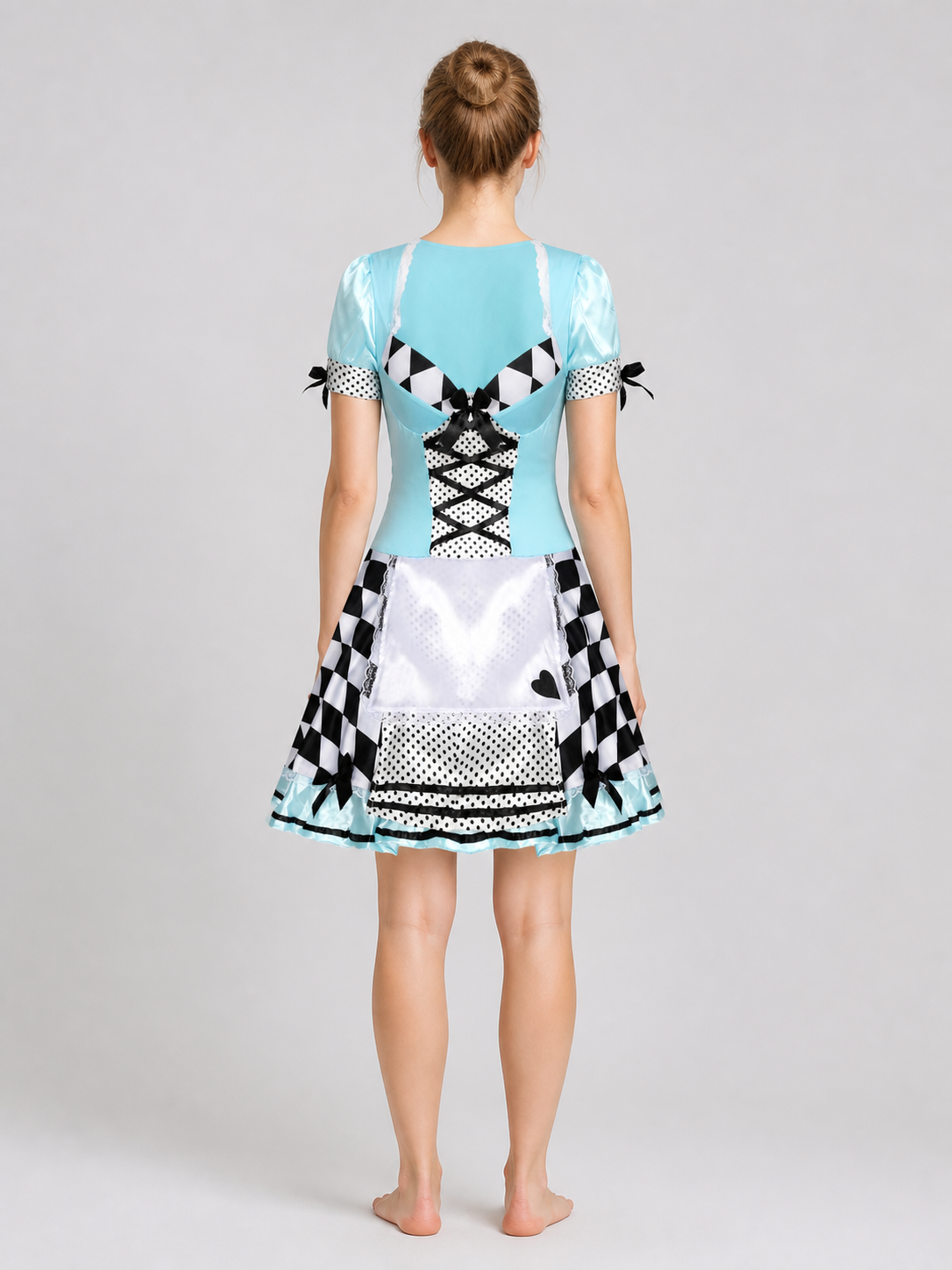 Alice Halloween Dress with Apron and Bows back view
