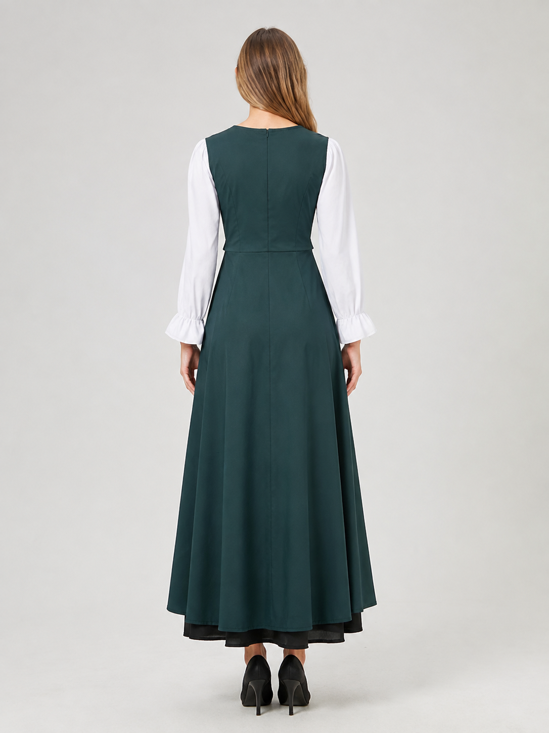 Long Medieval Lace-Up Dress back view