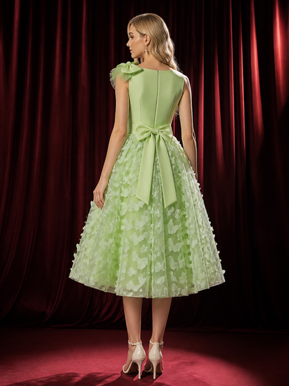 Baby Girls' Butterfly Princess Dress, One-Shoulder Tulle Flower Girl Gown back view