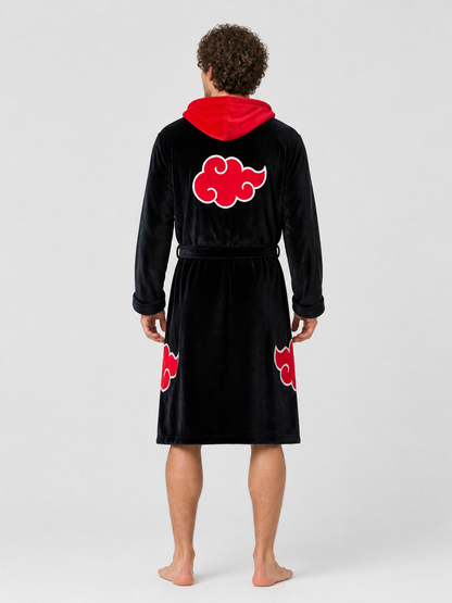 Cosplay Hooded Robe, Black, Red Clouds back view