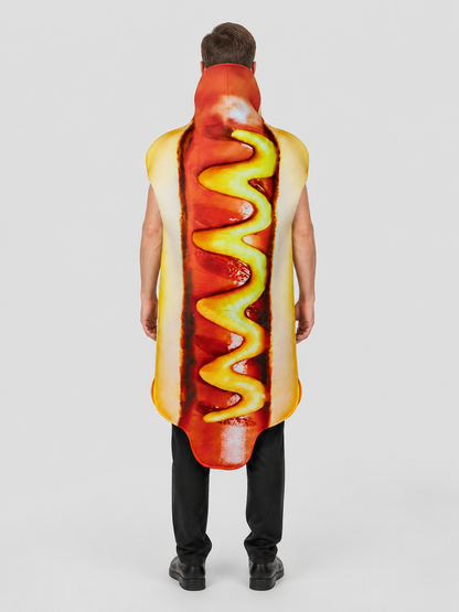 “Milk” costume jumpsuit for cosplay, white and blue back view