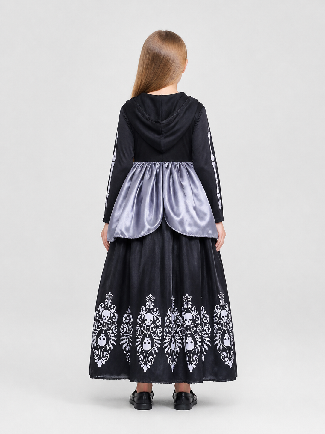 Black Halloween Skull Dress with Hood