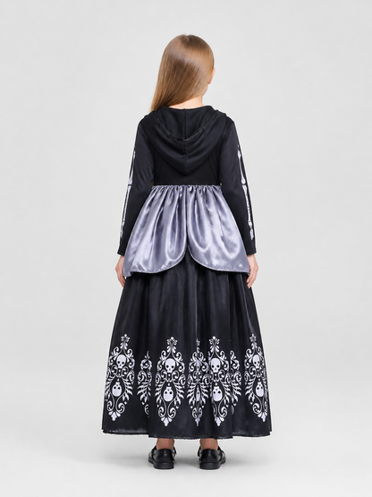 Black Halloween Skull Dress with Hood
