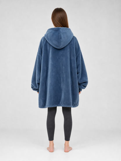 Hooded blanket hoodie with sleeves and a pocket
