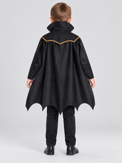 Kids' vampire carnival costume, burgundy vest, cape