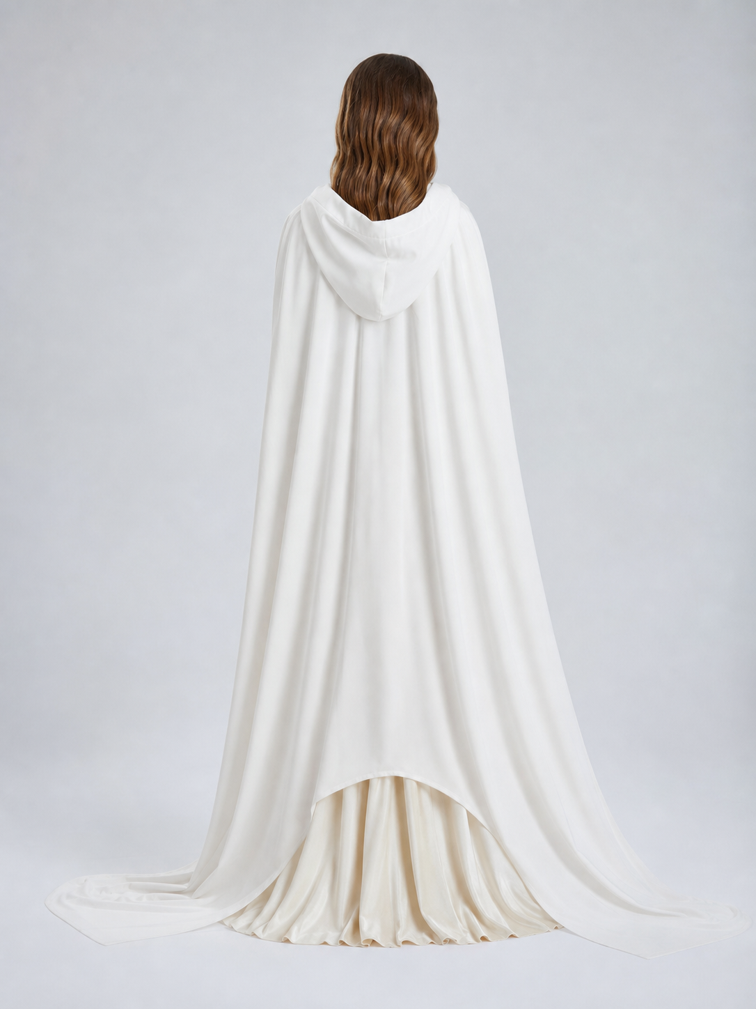 Long White Hooded Carnival Cape