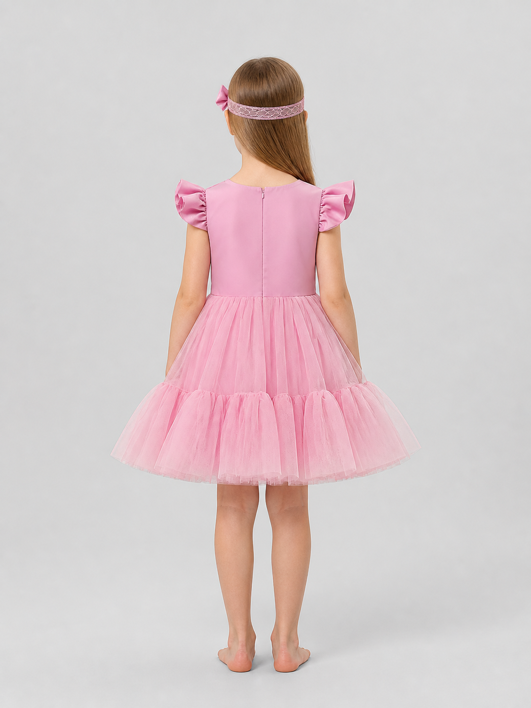 Girls' Dressy Princess Dress with Headband back view