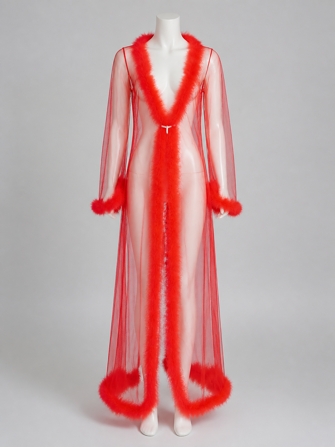 Long Robe with Red Pile Trim back view