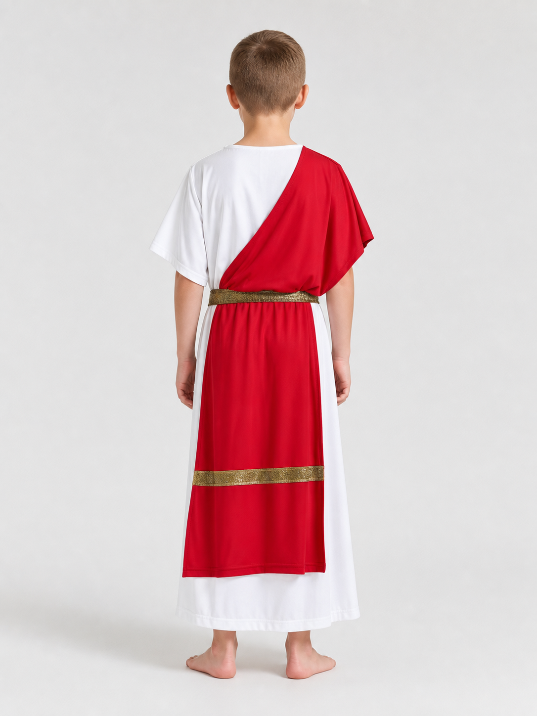Ancient Greek Costume with Red and Gold Ribbons