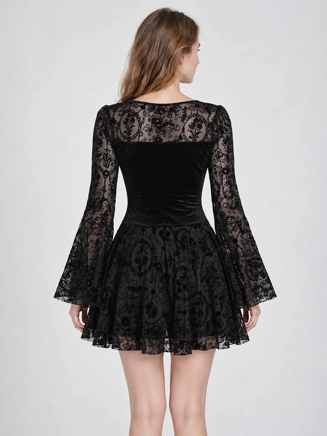 Gothic dress with lace sleeves and lacing