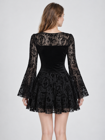 Gothic dress with lace sleeves and lacing