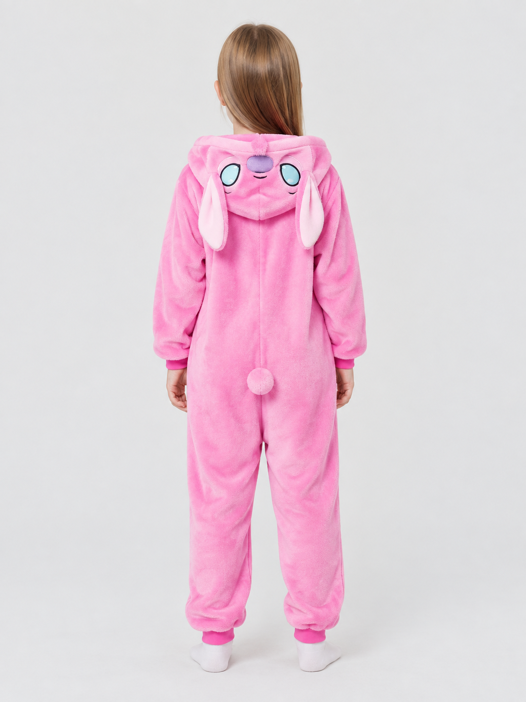 Flannel Hooded Pajama Jumpsuit with Ears