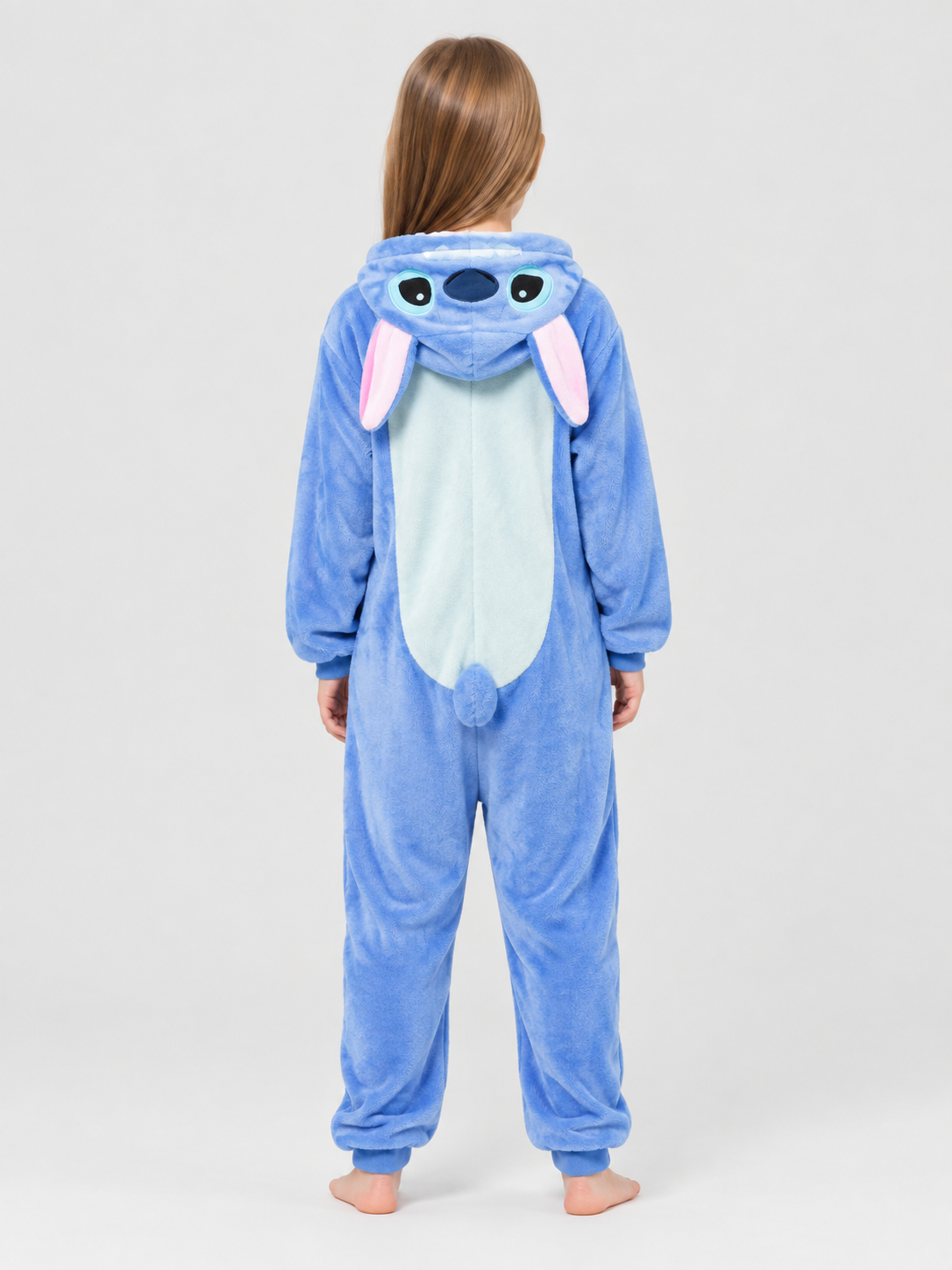 Hooded Pajama Jumpsuit with Ears, Cartoon Print