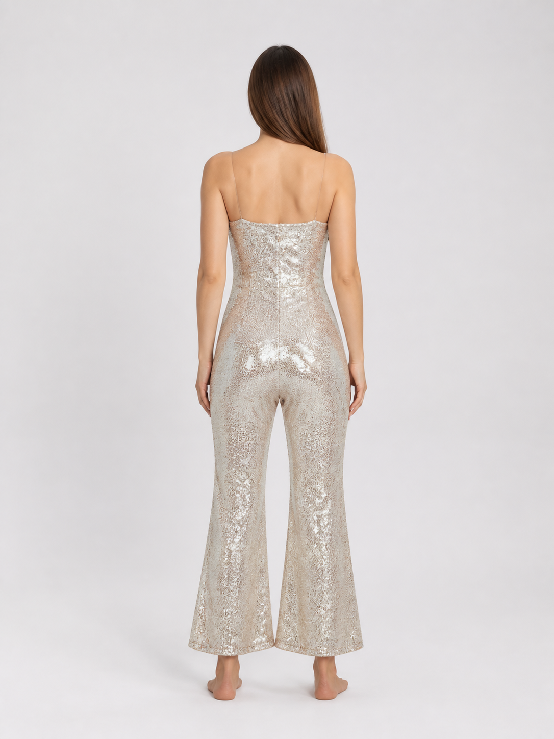 Sparkling Barbie Flare-Leg Jumpsuit for Cosplay back view