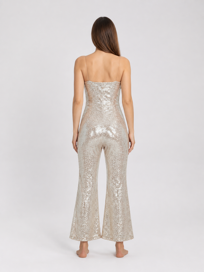 Sparkling Barbie Flare-Leg Jumpsuit for Cosplay back view