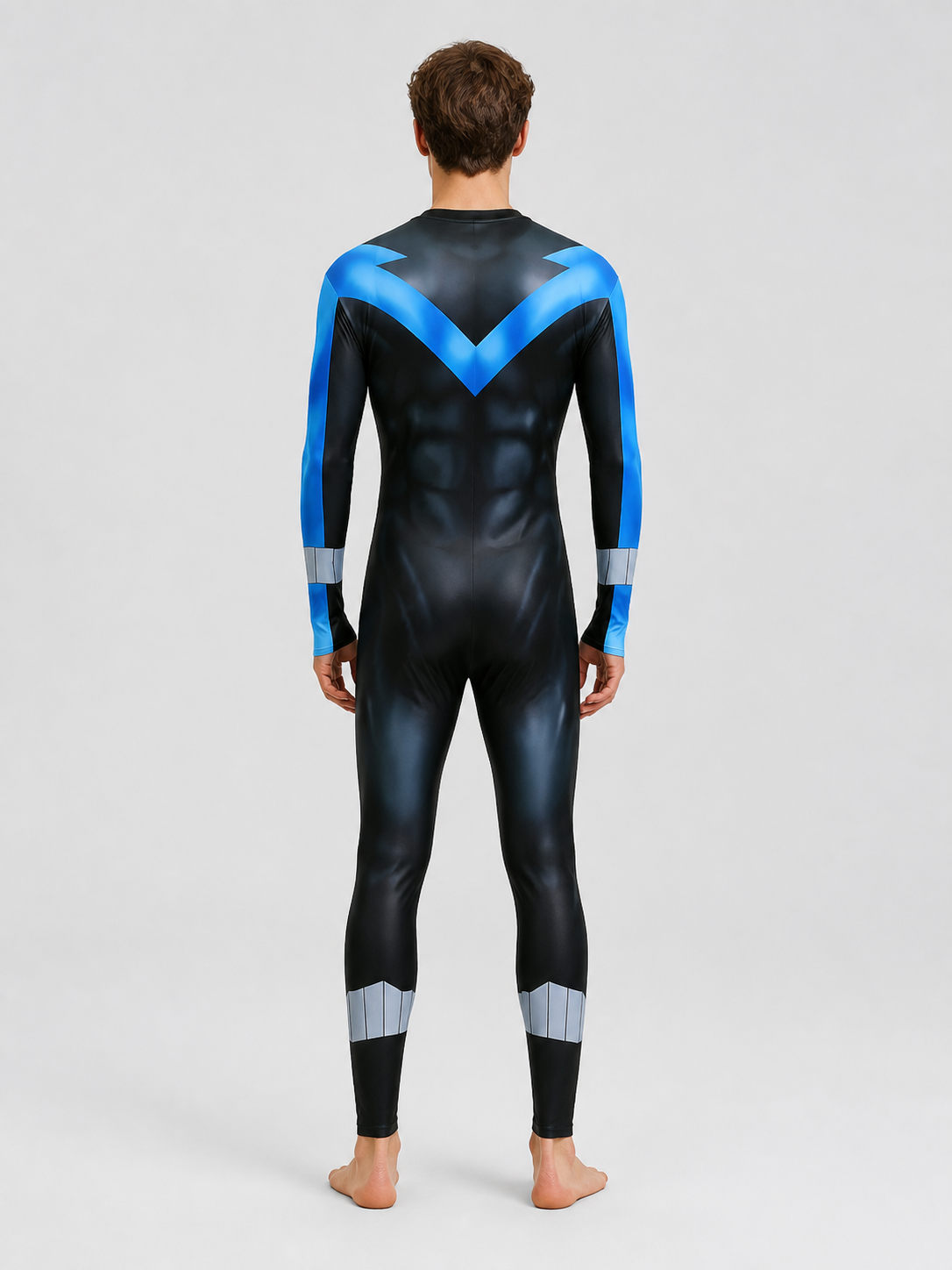 Nightwing Costume, One-Piece Jumpsuit with Muscle Print back view