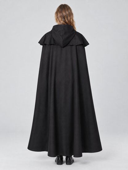 Long Black Hooded Carnival Cape-Cloak