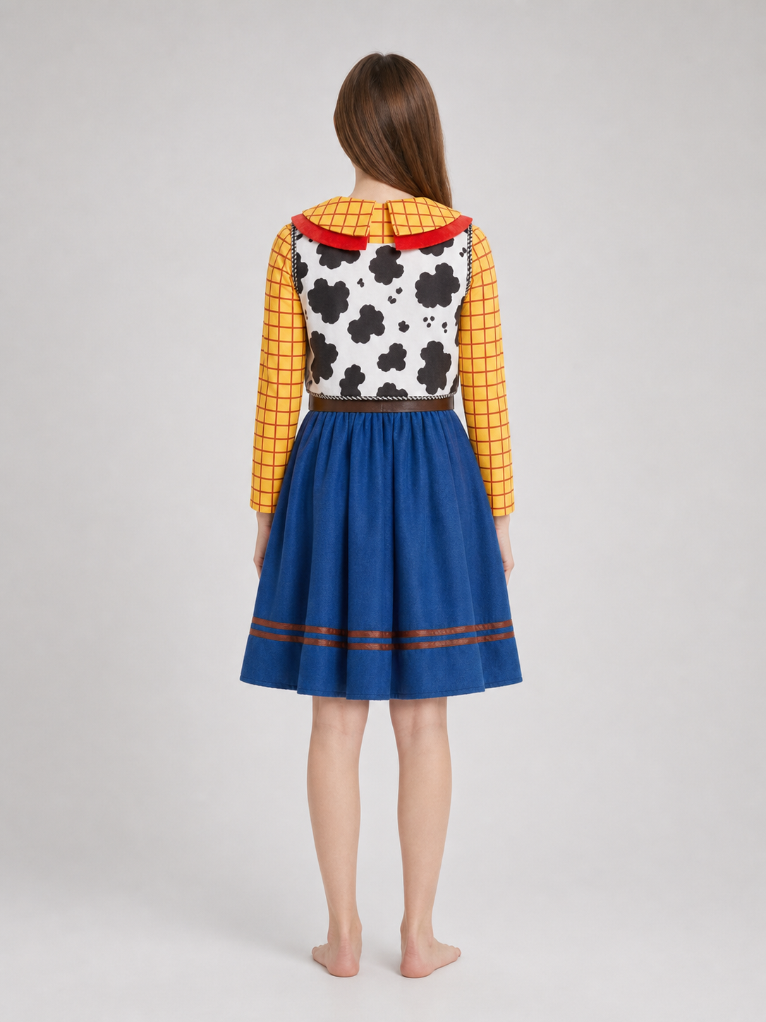 Children's Woody costume in Western style for cosplay and stage performances back view