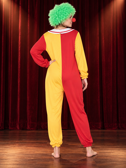 Adult Clown Costume Red and Yellow with Wig and Mask