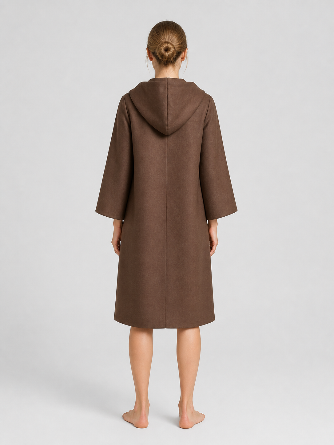 Brown Hooded Cloak for Cosplay and Halloween back view