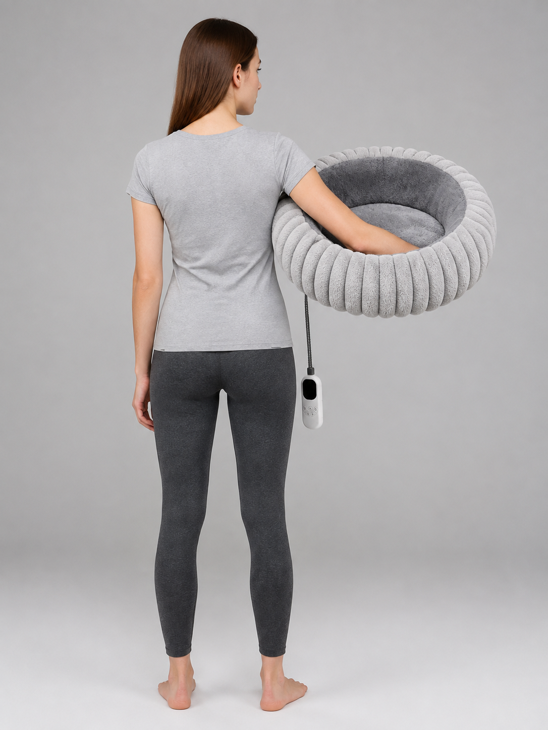 Heated Pet Bed, Gray back view