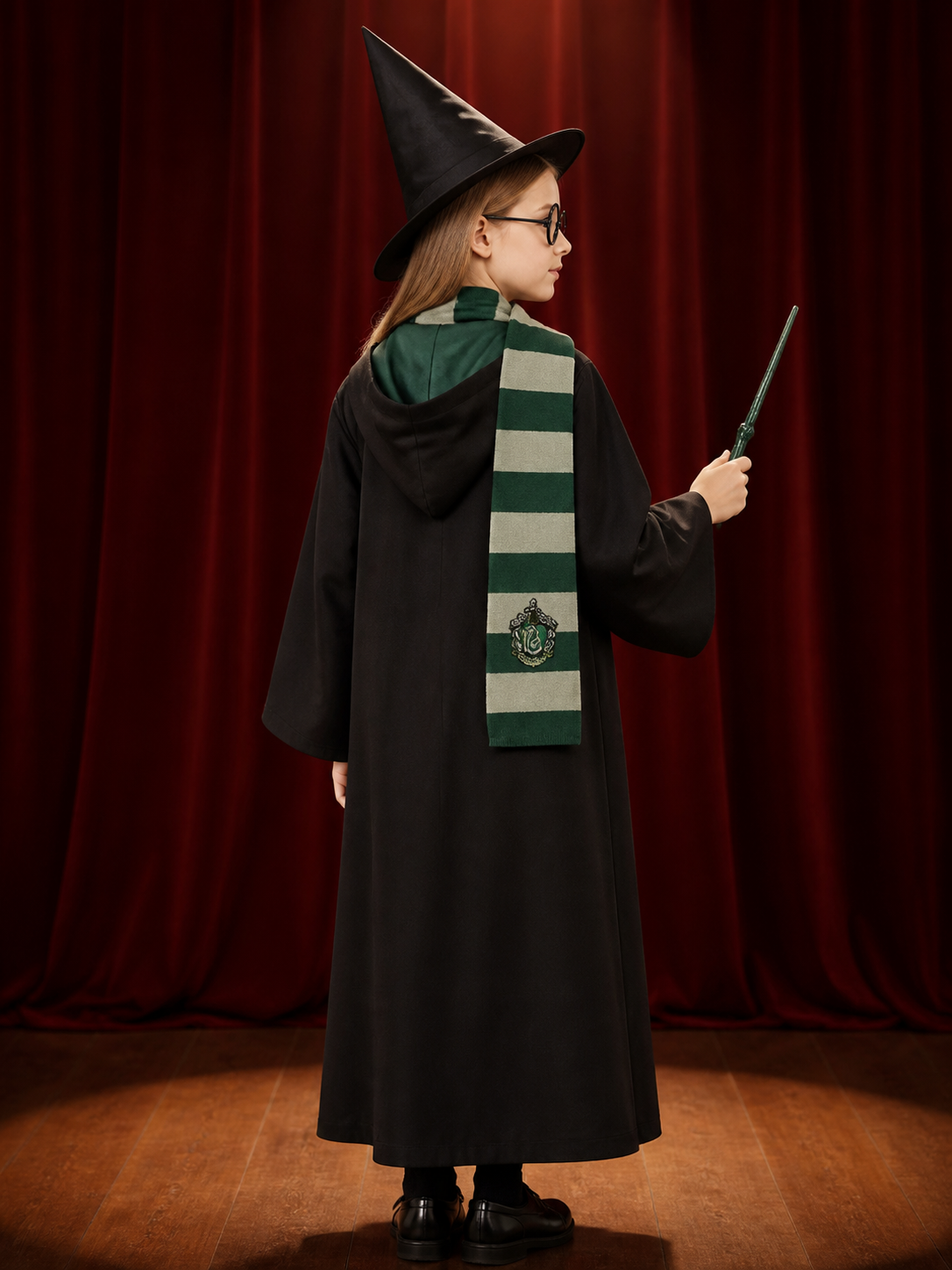 Slytherin Wizard Costume with Hood for Cosplay