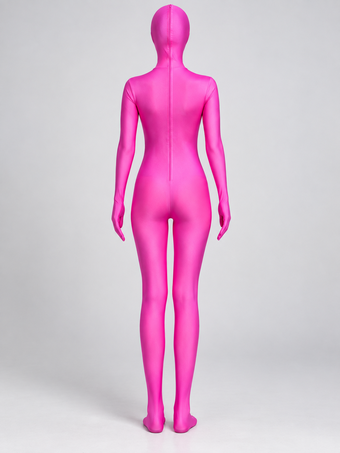 Bright Pink Zip-Up Costume Jumpsuit with Gloves
