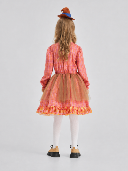 Halloween Scarecrow Costume with Dress and Hat