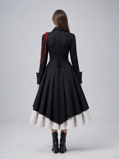 Gothic Dress with White Bow and Lacing back view